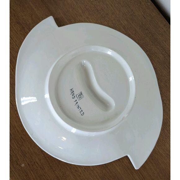 Italian Porcelain Circular Divided Serving Platter Hand Painted Fruit Signed - Picture 4 of 16